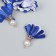Decor Textile "Flower 2 colors with pearls. Ultramarin and white" set 6 pcs 3 cm