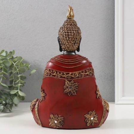 Polystone souvenir "Buddha in red robe - prayer" 17x9.5x25 cm-2
