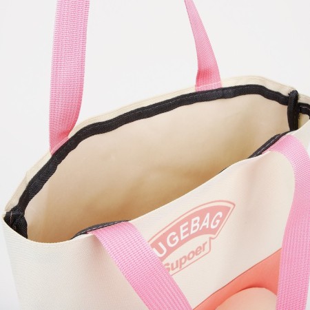 A backpack with a zipper, an outer pocket, a set of a chover, bag, pink color-9