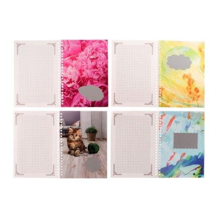 Notepad A5, 52 sheets in a cage on a crest, cover coated cardboard, varnish, OFSET block, mix-3