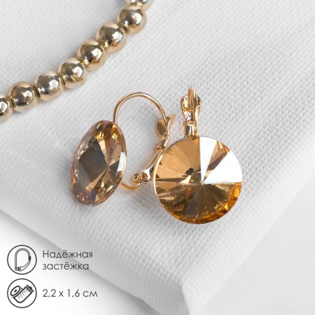 Earrings with rhinestones "Bright classic", gold color in gold, d = 1.6 cm