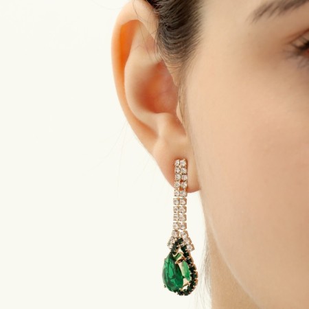 Set 2 objects: earrings, necklace “Phoenix” drop, white-idle color in gold, 35cm-5