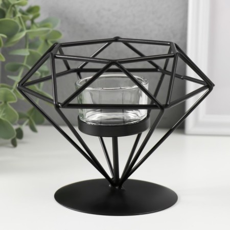 Climber metal, glass "Diamond" black 13.5x14x12 cm-2