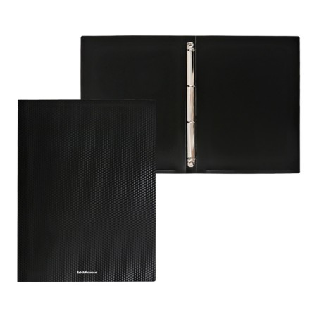 Folder on 4 rings A4, Erichkrause "Diamond Total Black", 24 mm, 550 μm, embossing, black