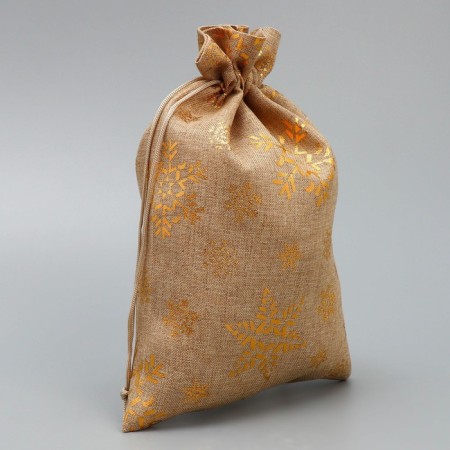Bag gift canvas "New Year Snowflakes", embossing, 16 x 24 cm +/- 1.5 cm, New Year-1