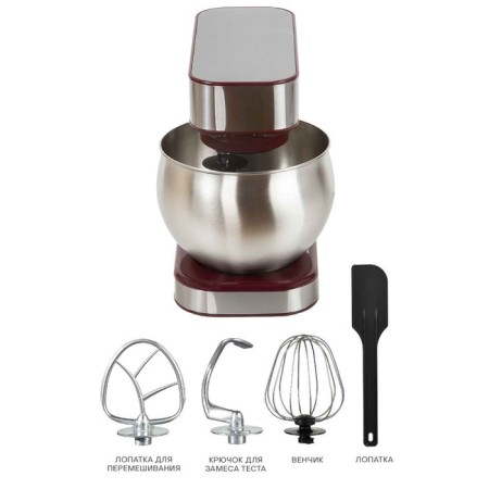 Mixer Pioneer MX330, Planetarny, 1300 W, 6 speeds, 6 l, silver-red-5