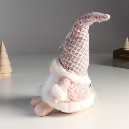 Interior doll "Santa Claus in a pink caftan with a star on a cap" 20x13x34 cm-3
