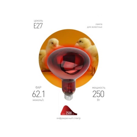 The lamp is infrared, for heating animals, 250 watts, E27, red sausage, era-2
