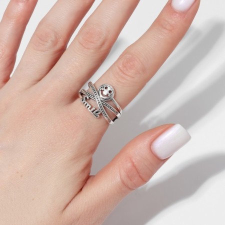 Ring "Smile" interweaving, the color of black silver, dimensionless-2