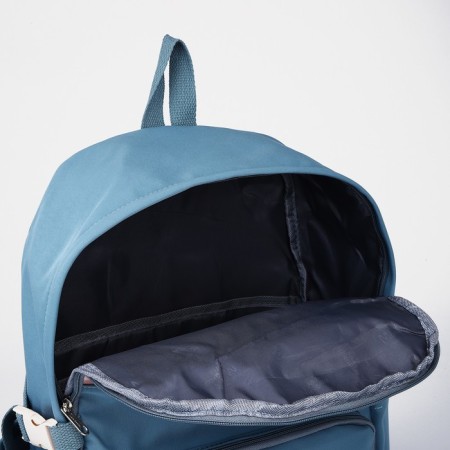 School backpack from textiles with a zipper, 6 pockets, blue color-3