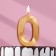 Candle in the Cake "Fine", number "0", gold metallic, 6.5 cm