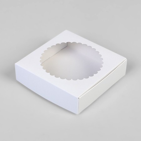 Gift box team with a window, white, 11.5 x 11.5 x 3 cm-3