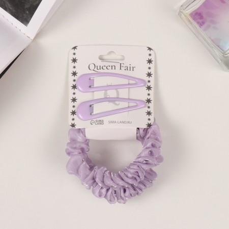 Hair Set "Gloria Shine" (2 elastic bands 5.5 cm, 2 invisibility 5 cm) lilac