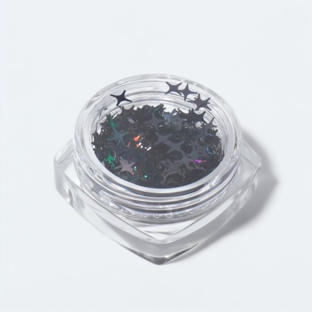 Sequins for the decor "Star Night", holographic, black color-2
