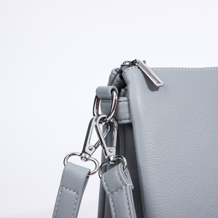 Bag Cross-Bodi with a zipper, 2 external pockets, the color of a gray-blue-4
