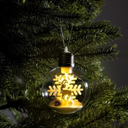Fir -tree ball "Snow landscape", batteries, 1 LED, glow warm white