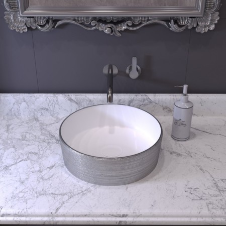 Grossman GR-5020SW sink, round, D = 355 mm, silver/white-1