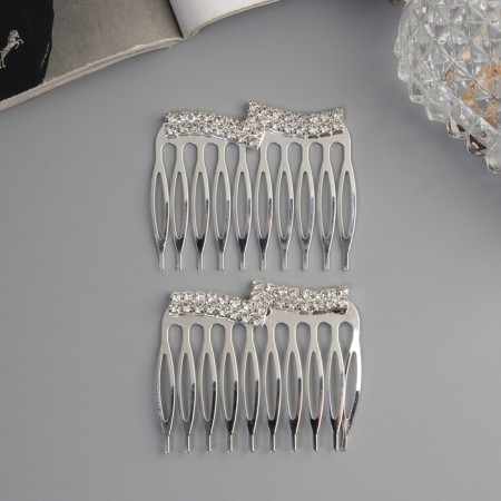 Hair crest "Medea", set 2 pcs., Waves, 5 × 4 cm, silver-1