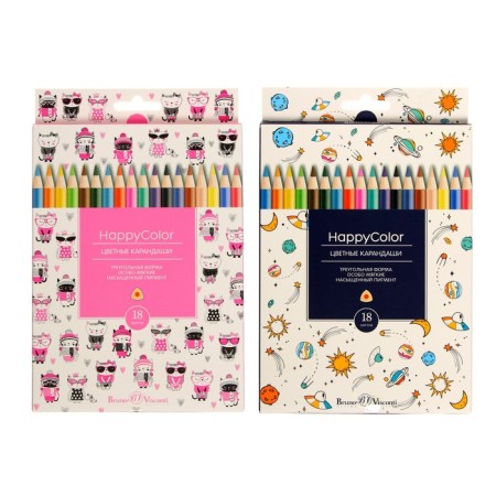 Pencils 18 colors BrunovisConti Happycolor, mix-1