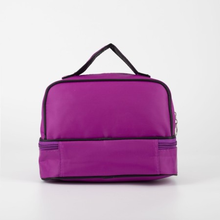 Cosmetic bag, 2 parts on zippers, purple color-1