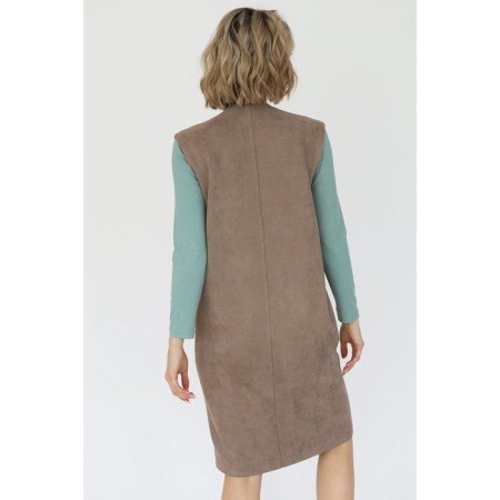 Surafan from suede with a deep neckline, size 42-3