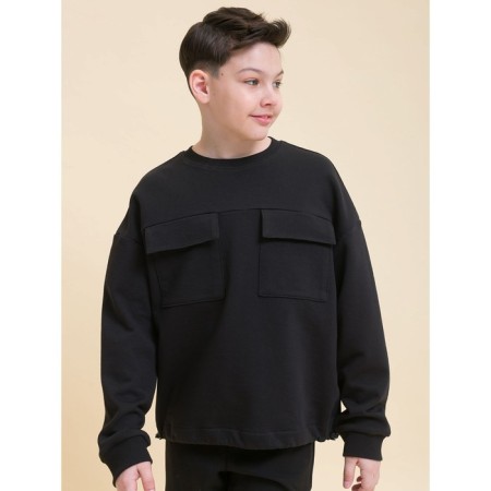 Sweatshirt for boys, height 128 cm, black color-1