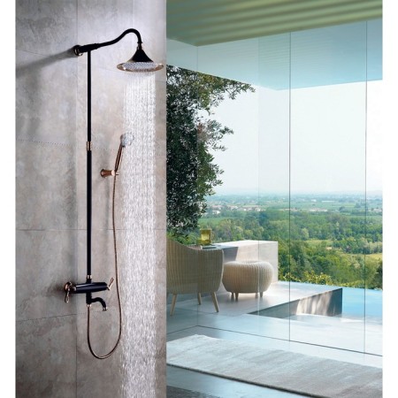 Lemark Prime LM6162BRG shower system, tropical shower, shower, gold/black-1