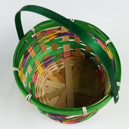 Wicker basket, d18 x 11 x 24 cm, green, bamboo-3