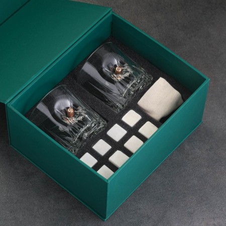 The set "impenetrable. Best", green, 2 glasses 200 ml, 8 stones for whiskey marble-5