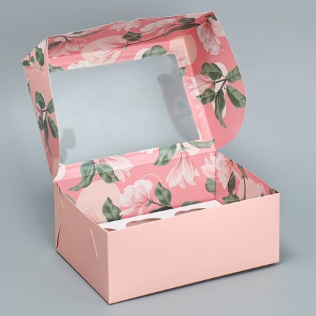 Box for cupcakes, confectionery packaging bilateral, 6 cells “Inspireing beauty”, 25 x 17 x 10 cm-3