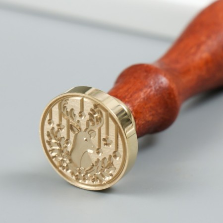 Printing for wax with a wooden pen "Christmas deer" 9x2.5x2.5 cm-3