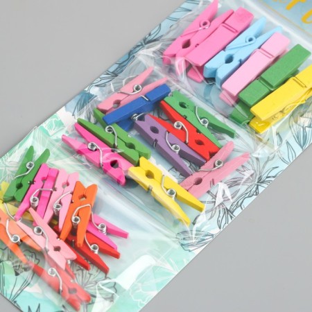 Decor for creativity wood "Bridaring Bright" set: 2.5 cm-12pcs 3 cm-10pcs 3.5 cm-6pcs 8x20 cm 99131-1