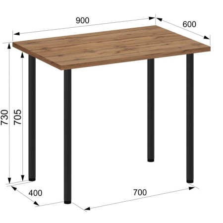 Light 1 kitchen table, 600 × 900 × 730 mm, the color of the oak van-2