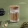 Organizer for storing cotton wools "Bamboo", with a lid, d6.5 × 10 cm, in a cardboard box, the color is transparent/brown