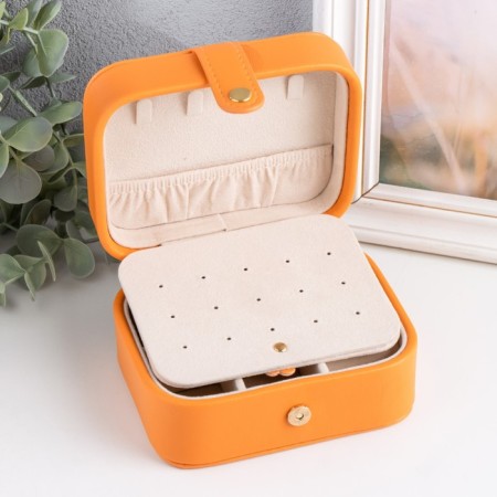 Casket to the leatherette for jewelry "Stygian matte" orange 12x10x6.3 cm-1