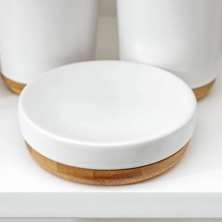 A set of accessories for the Eco bathroom, 4 items (soap dish, soap dispenser, 2 glasses), white color-1