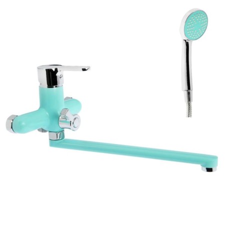Accoona A7167M bath mixer, with shower set, silumin, turquoise color