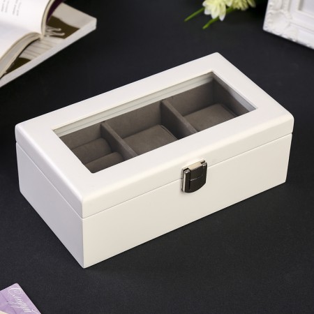 Casket wood 2 compartments for clocks and jewelry "Style" white 10.5x7x19.2 cm