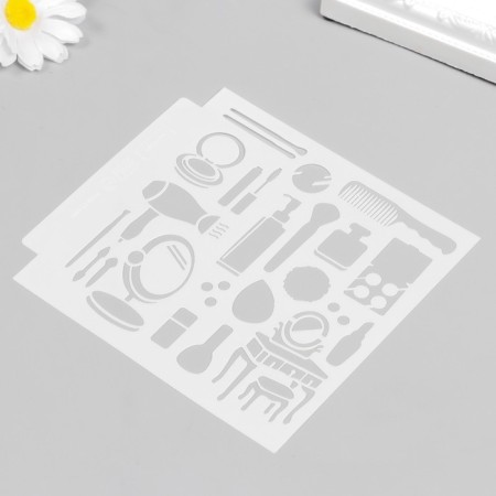 Plastic stencil "Cosmetics" 13x13 cm-4