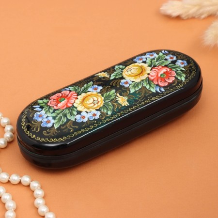 Blackmaker "Flowers Zhostovo", black, mix 17x7 cm