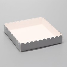 Cookie box, silver, confectionery packaging, 15 x 15 x 3 cm set 5 pcs