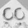 Earrings with the removable element "Transformer" Clover-heart, white-beige color in silver