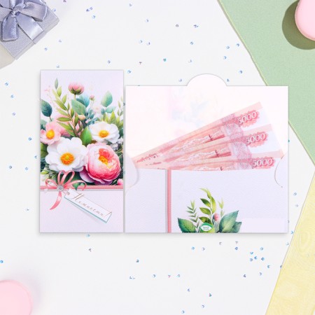 Envenue for money "Tenderness!" Flowers, 16.5 x 8.5 cm