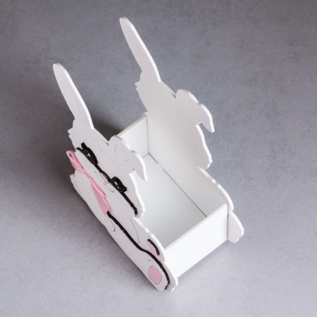 Kashpo wooden "Bunny with a bow", 13.5x7x19.5 cm, oak, white-2