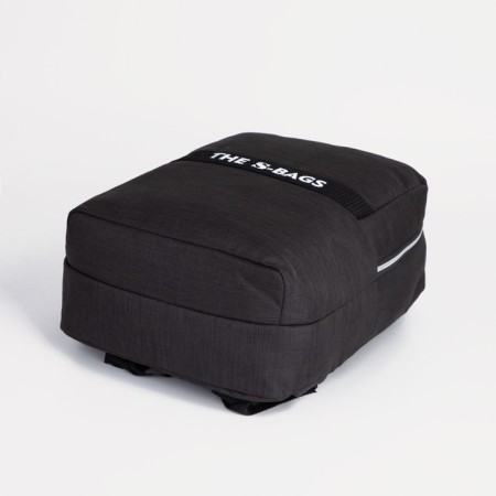 A backpack with a zipper, "saxi", a laptop department, black color-5
