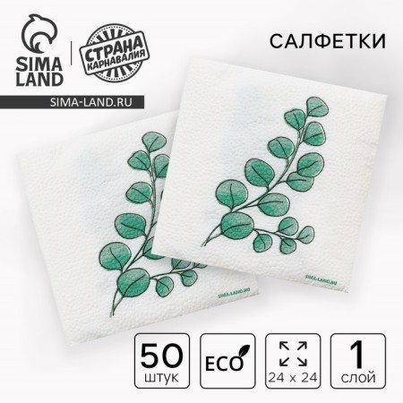 Salfets single -layer "eco" eucalyptus 24x24 cm, set of 50 pcs.-1