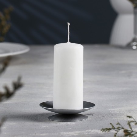 Lotus candlestick metal per candle, 7.5x2 cm, silver