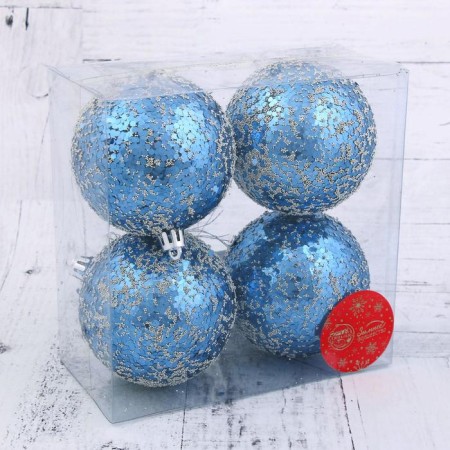 Set of balls plastic D-8 cm, 4 pcs "Obtyflows of confetti" Blue-1