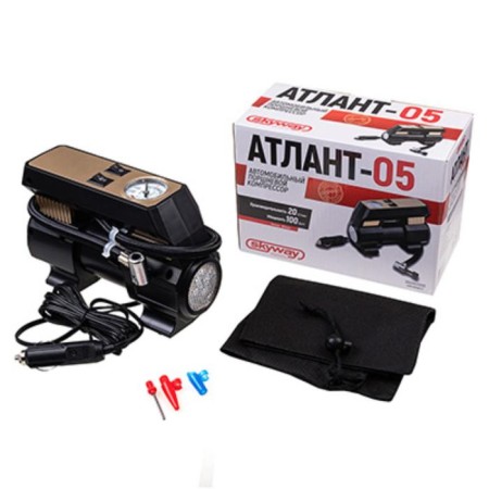 Car compressor, plastic, 20 l/min, SkyWay, Atlant-05, 7Atm with a lantern, S02002005-1
