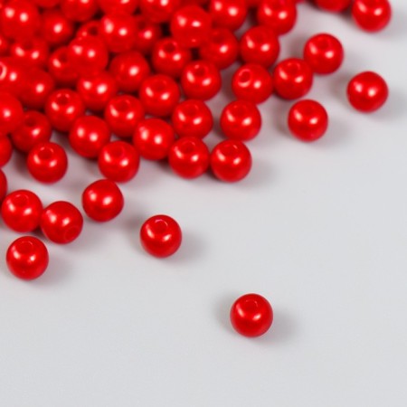 Set of beads "needlework" plastic, diameter 6 mm, 25 g, scarlet